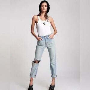 NWT One Teaspoon The Awesome Baggies Distressed Mid Rise Jean 28 Kansas Blue